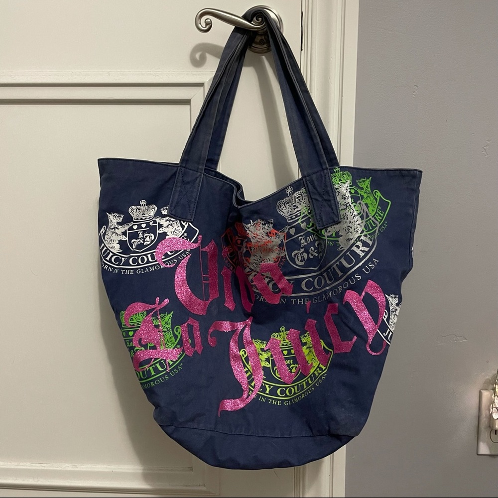 Juicy Couture Large Navy Blue Vintage Viva La Juicy Tote Bag